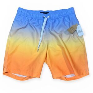 Saks Fifth Avenue NWT Men's Swim Trunks Medium Ombre Sunset Colorblock Vacation
